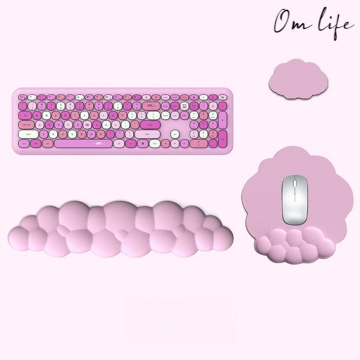 옴라이프 구름 팜레스트 손목 받침대 키보드 마우스 쿠션 보호대, 1개, 핑크