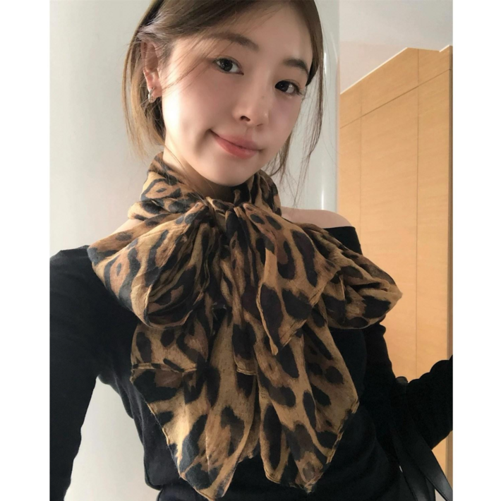 스멜모리 여성 캐시미어 호피 롱 머플러 목도리