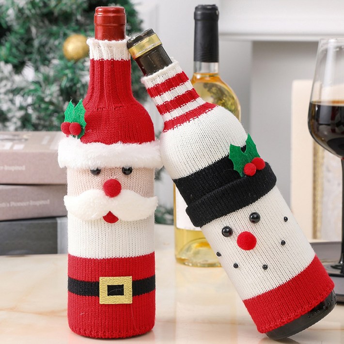 크리스마스 와인 커버 크리스마스 파티 장식 용품 2개 세트, 산타눈사람, 1개