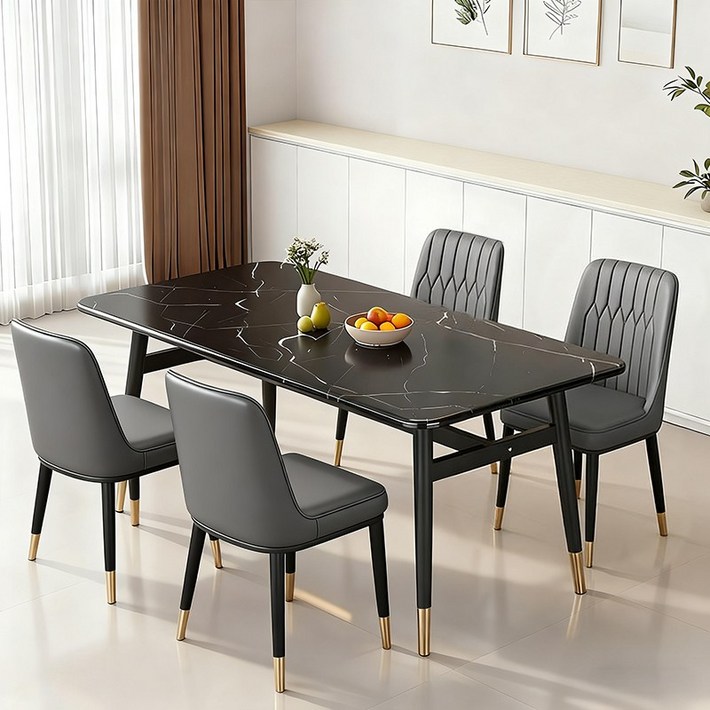 북유럽풍 4인용 식탁 대리석 패턴 테이블 W1004