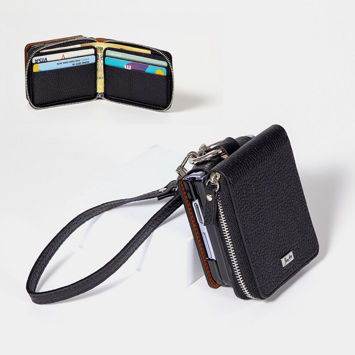 본아띠 DOLCE 천연소가죽 밀라노 토고 지갑형 지퍼 힌지보호 갤럭시 Z플립 케이스