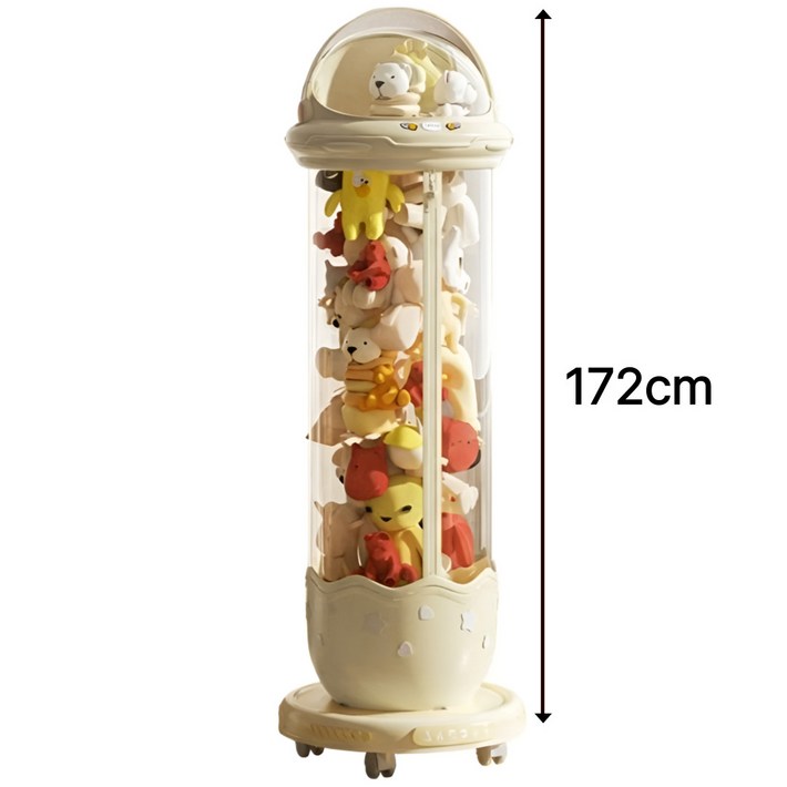 Dorich 지퍼형 투명 원통 인형 보관함 대형 장난감 정리함 수납함