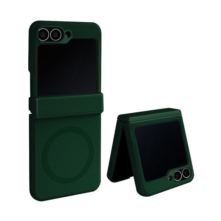 제루크 갤럭시 호환 Z플립 맥세이프 힌지보호 소가죽 풀커버 휴대폰 케이스