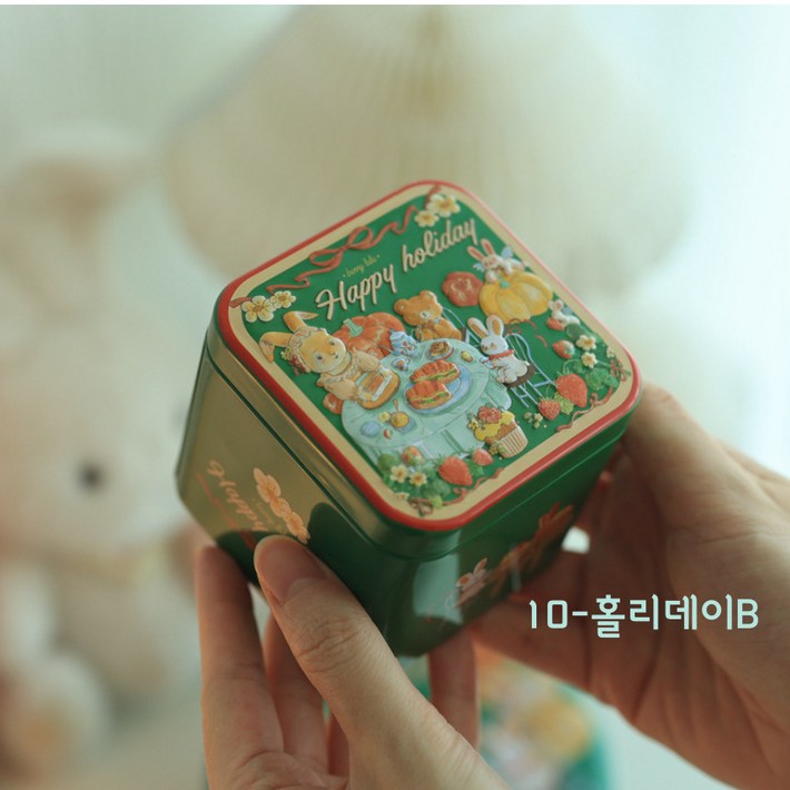 아리아츄 버니 틴케이스 토끼 정사각 다꾸 보관함 스티커 도무송 보관