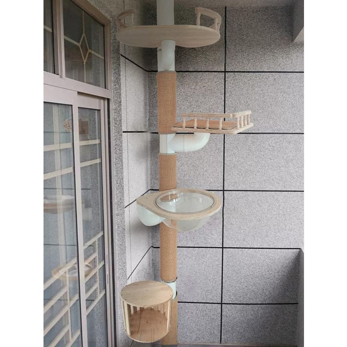 세상에 단 하나 파이프 캣타워DIY 재료 원목 선반 우주선