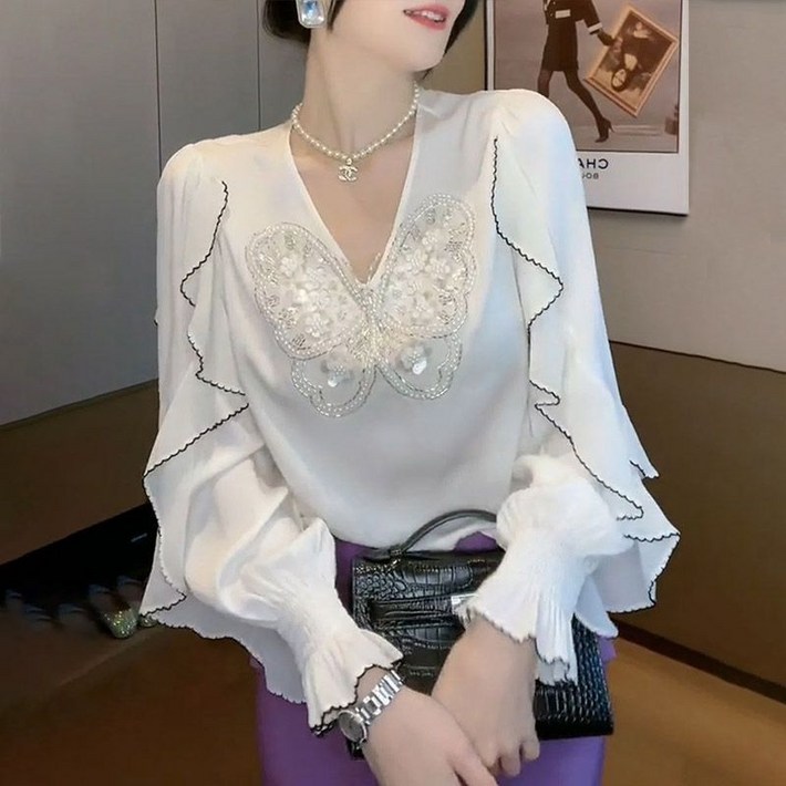 의상 연복 여성  빅사이즈 블라우스  화려한 무대 QOYO