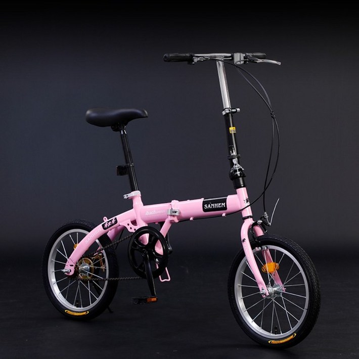 브롬톤자전거 브롬톤 자전거 에이스오픽스 경량 5단 블랙 3단 aceoffix 유사 미니벨로, 16인치cm, 16인치 셔터 핑크