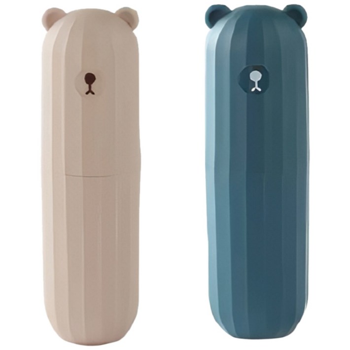 로앤제이 휴대용 여행용 곰돌이 칫솔통 양치컵 칫솔 치약 케이스 11