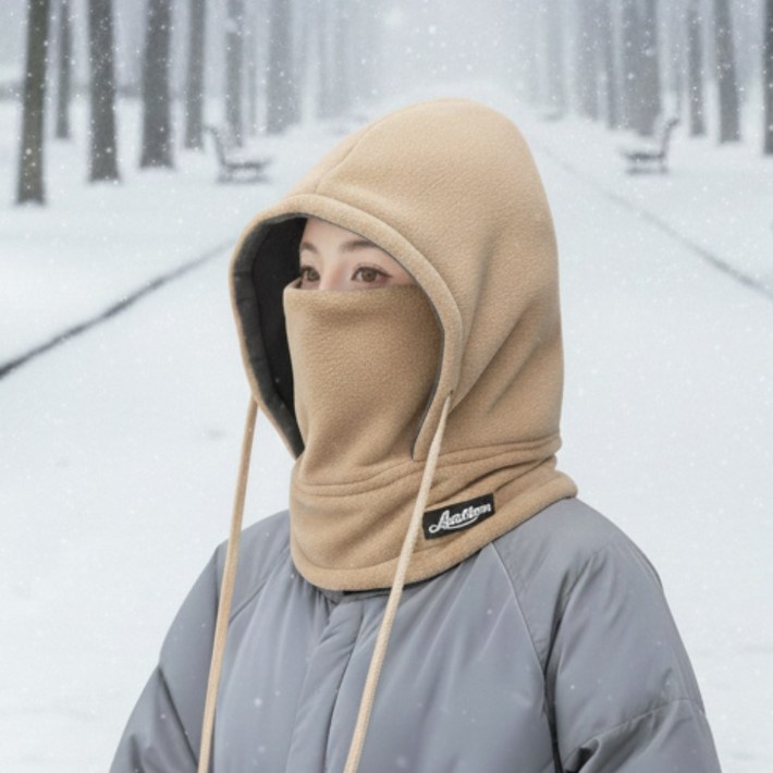 알로비 3in1 투톤 후드 넥워머 바라클라바 방한모자 남녀공용