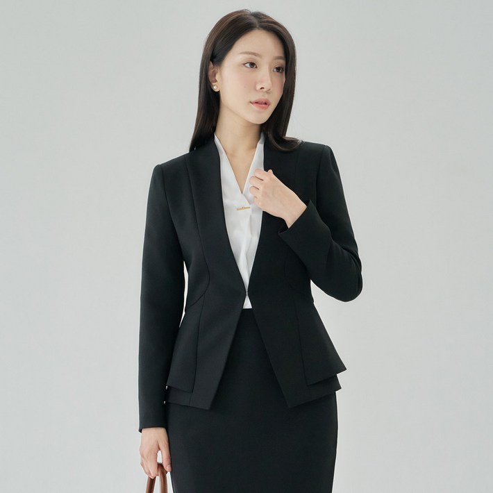 여성용 정장 자켓 노카라 슬림핏 스판 모던 날개