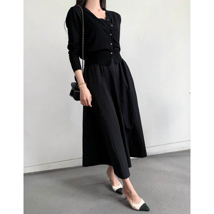 마켓제이MARKETJ코디세트 니트가디건바스락원피스set