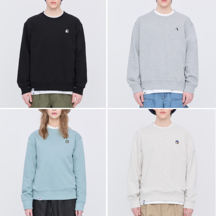 헤지스 남여공용 맨투맨 라운드 깔끔한 봄 티셔츠 긴팔 직장인 대학생