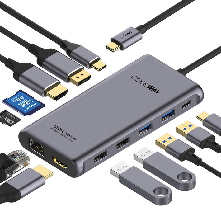 USB C타입 12in1 4K60Hz 노트북 멀티허브, 1개 USB C타입 12in1 4K60Hz 노트북 멀티허브, 1개