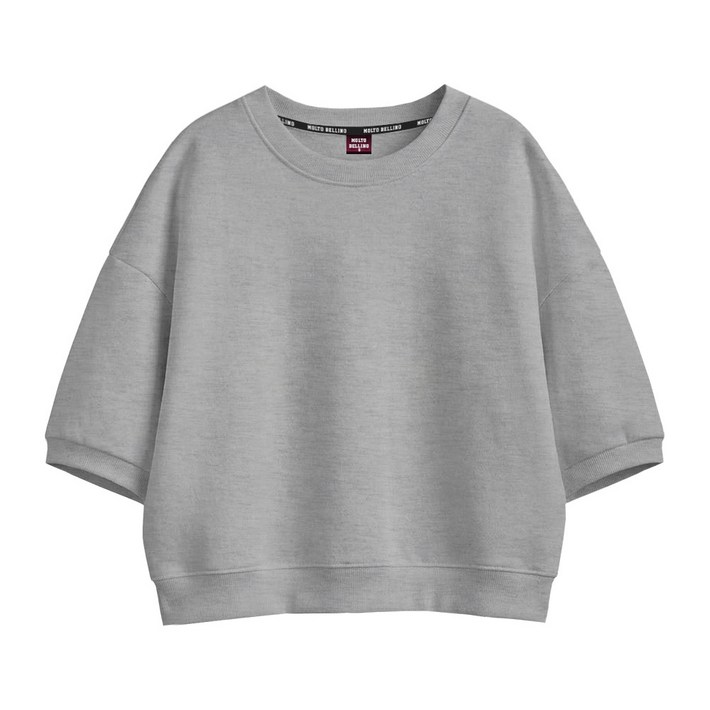 몰토벨리노 SF 무지 오버핏 세미크롭 반팔 맨투맨 티셔츠