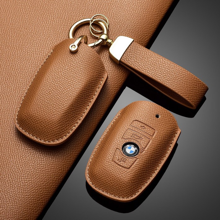 BMW 호환 가죽 키케이스 자동차 키링 키홀더, BMWA타입, 브라운