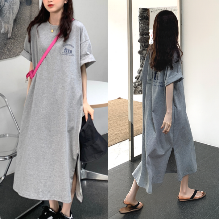 핏몬 5577 반팔 빅사이즈 찰랑 롱 원피스 5종 자체제작