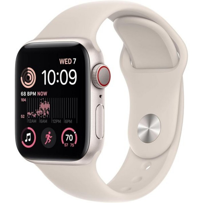 Apple Watch SE2세대GPS  셀룰러, 40mm  흰색 스포츠 밴드가 있는 실버 알루미늄 케이스, SM갱신