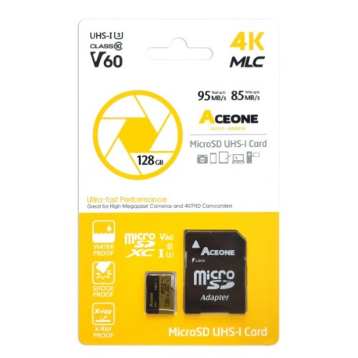 에이스원 PRO 마이크로 SD 메모리카드 MLC 액션캠 캠코더 4K, 1개, 128GB