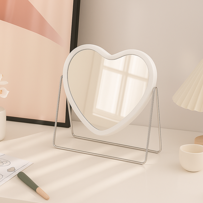 몽벨르 러블리 무드 감성 하트 탁상 거울, 화이트