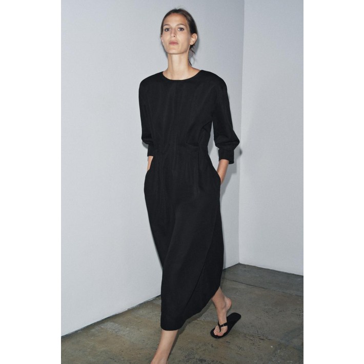 국내배송자라 ZARA 플리츠 미디 원피스 ZW 컬렉션  블랙904254