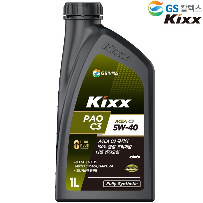 GS KIXX PAO C3 5W40 합성엔진오일 1L, 6개, 5w40 GS KIXX PAO C3 5W40 합성엔진오일 1L, 6개, 5w40