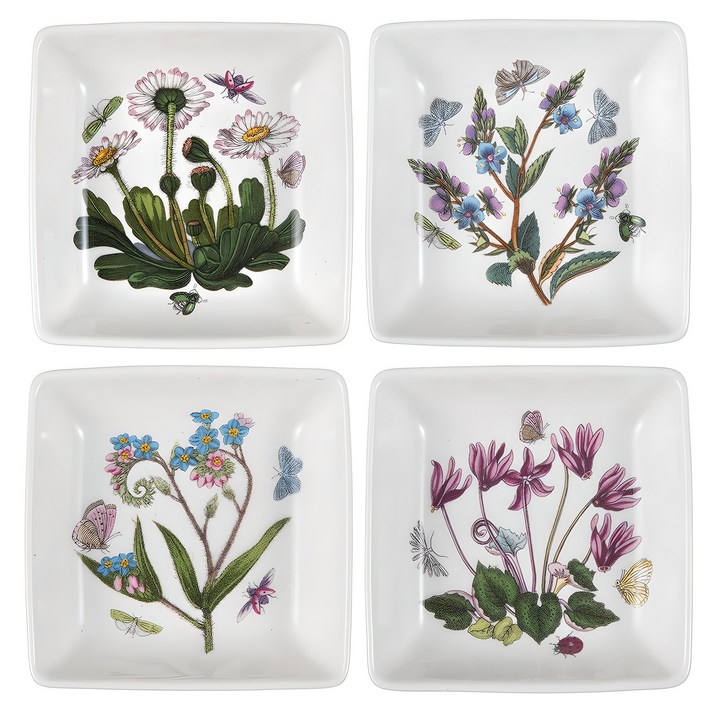 포트메리온 보타닉가든 사각 미니접시 4종 세트, 혼합색상, 1세트