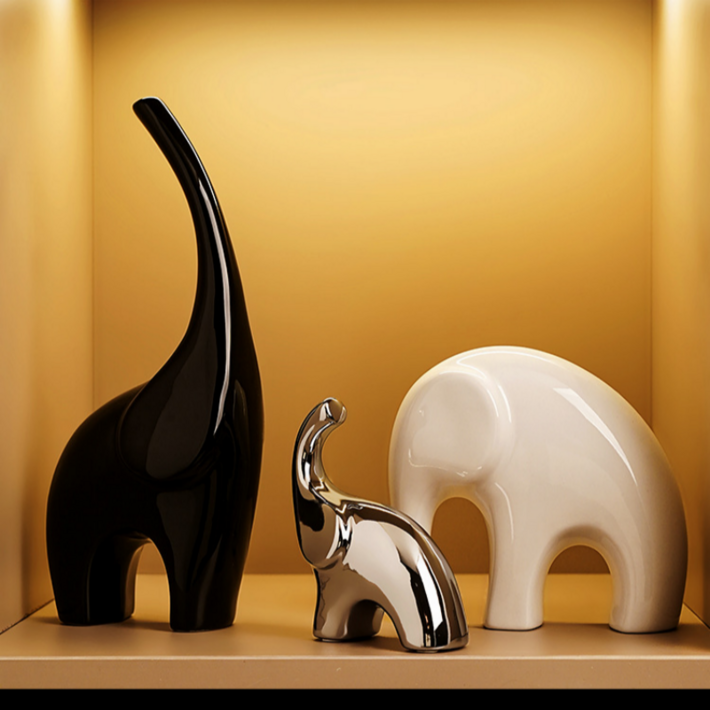 시옌원 행복한 코끼리 가족 풍수 인테리어 소품 집들이 선물,  B