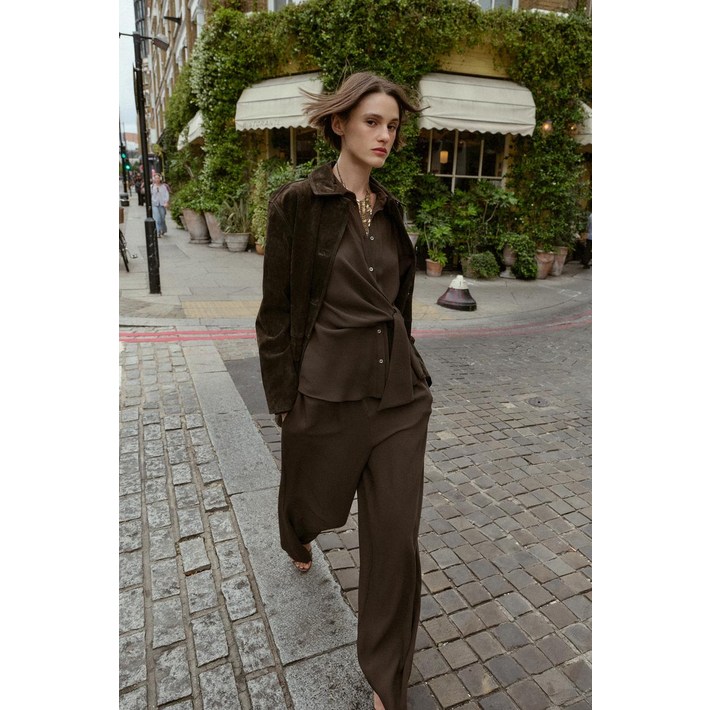 [국내배송]자라 ZARA 와이드 레그 팬츠 - 브라운896306