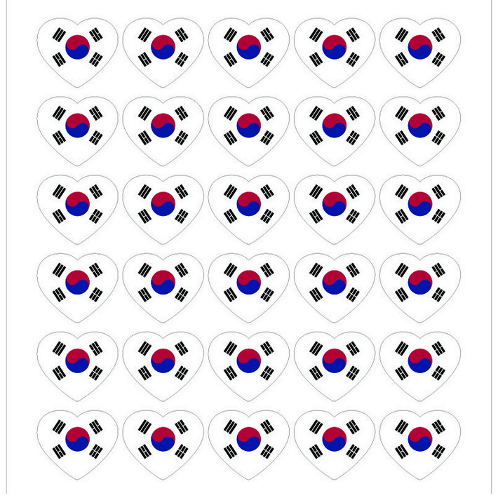 태극기하트스티커, 은박