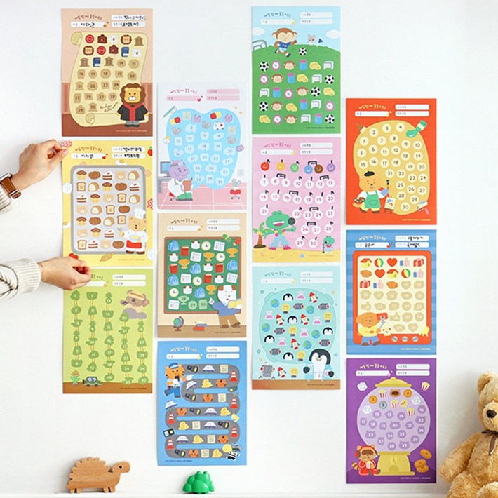 인디고어린이 나의 꿈 칭찬 스티커판 12종  스티커 12종 세트