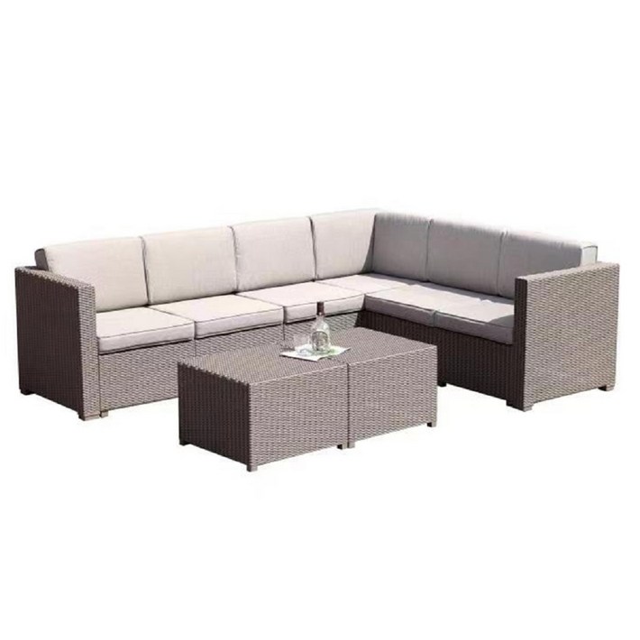 플러피 6인용 코너형 야외쇼파 테이블 세트