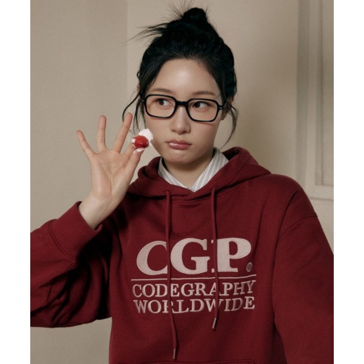 코드그라피 CGP 스퀘어 로고 후디다크 레드 850506