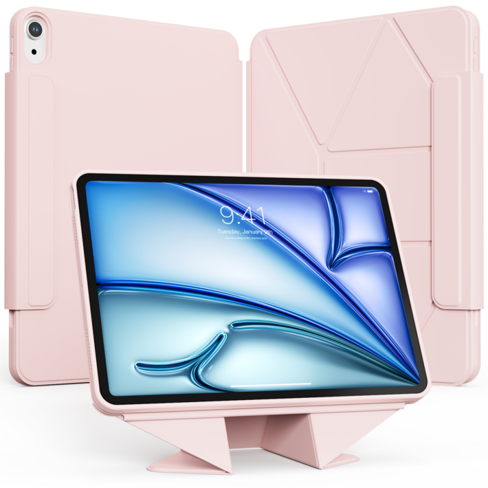 AOUB 아이패드 태블리스 마그네틱 분리형 프리앵글각도조절이 되는 커버 케이스, 분홍색, 1개