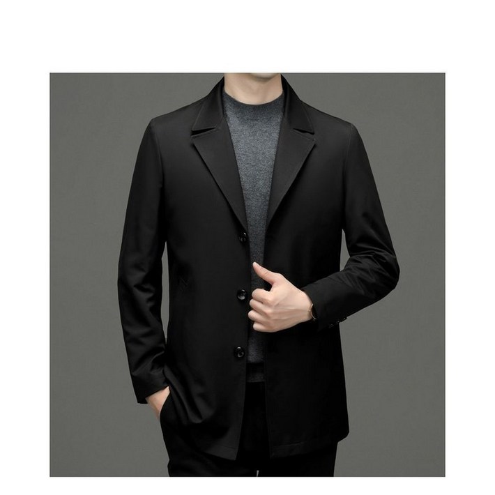 남성 데일리 고급 싱글 정장 자켓 캐주얼 숏 트렌치 재킷 빅사이즈