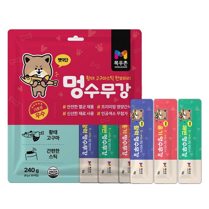목우촌 펫9단 멍수무강 강아지 짜먹는 양갱 황태 고구마 츄르 영양 간식 유산균 10st 피부 10st 면역력 10st, 1개, 240g, 혼합맛황태고구마 목우촌 펫9단 멍수무강 강아지 짜먹는 양갱 황태 고구마 츄르 영양 간식 유산균 10st 피부 10st 면역력 10st, 1개, 240g, 혼합맛황태고구마