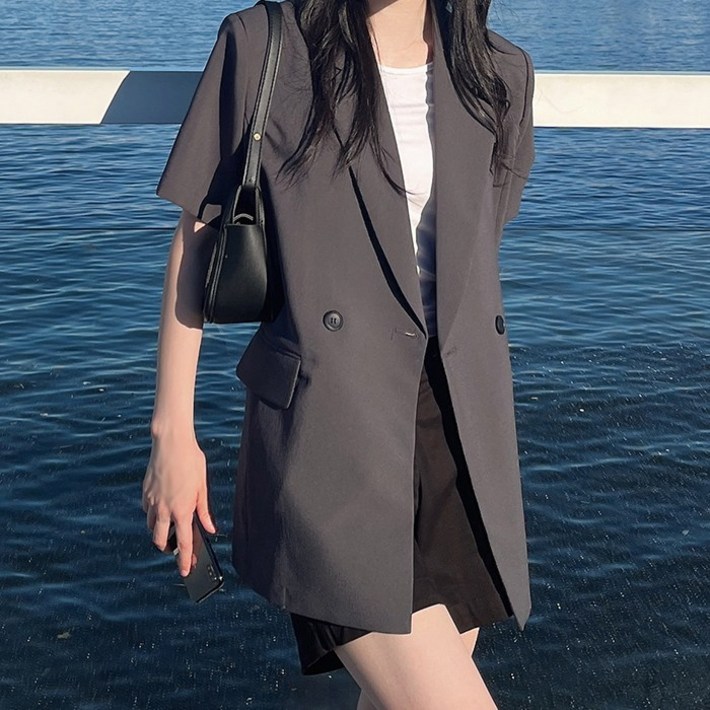 초특가 고퀄리티국내 자체 제작당일 발송 엘린 더블 원버튼 반팔 여름 자켓