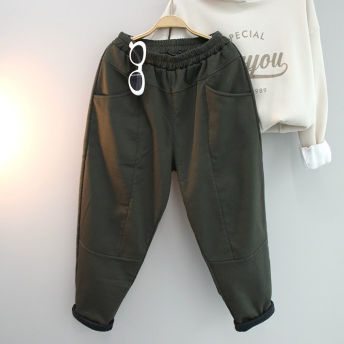 달콩 여성 기모바지 오버핏 따뜻 블렌딩도톰배기팬츠융기모