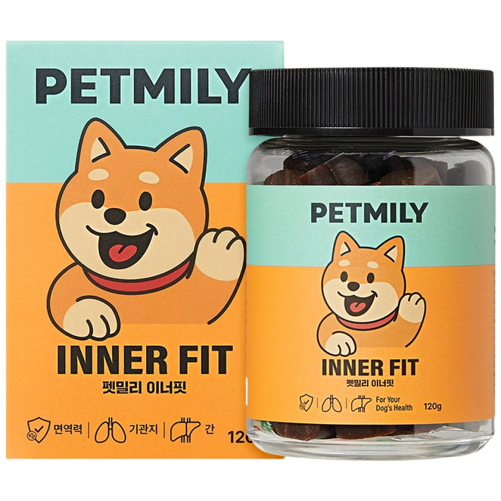 펫밀리 강아지영양제 기관지 간 면역력, 1개, 종합영양제, 60정