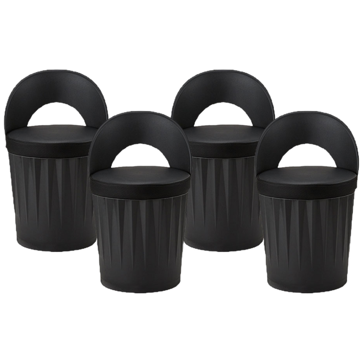 파란들 드럼체어 일체형 스툴의자 등받이형, 블랙, 1개, 블랙, 4개