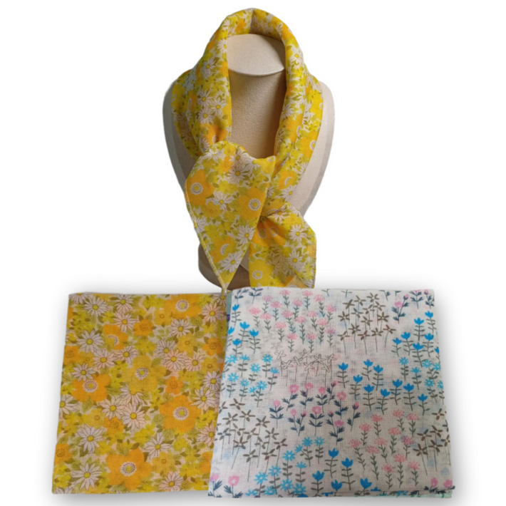 땡스조이 국산 여성손수건 아사 면100 손수건스카프 2개, 4개 큰사이즈