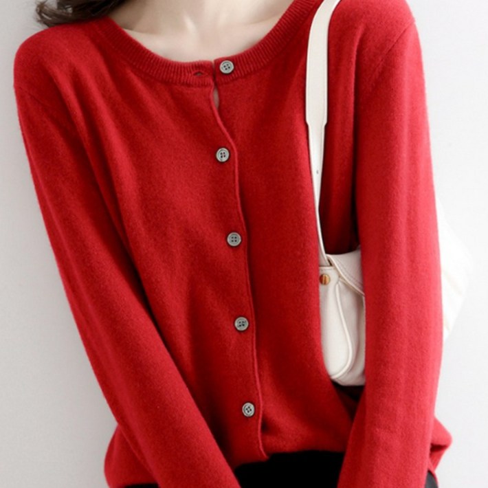 핑크셀럽 보들 라운드 니트 가디건