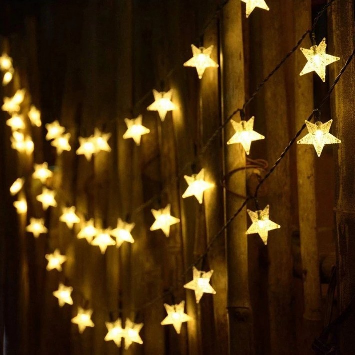 에이플 태양광 별 트리 전구 정원등 8가지 모드 12m100램프 led 조명 태양열 캠핑 야외조명 인테리어 등, 노란색