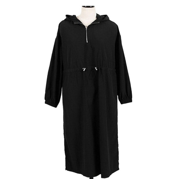 긴팔 후드 여성 캐주얼 롱 원피스 아노락 스트링 편한 ove6727rz