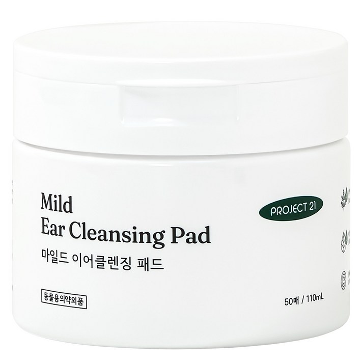 프로젝트21 마일드 이어클렌징 반려동물 귀청소 패드, 110ml, 1개 프로젝트21 마일드 이어클렌징 반려동물 귀청소 패드, 110ml, 1개
