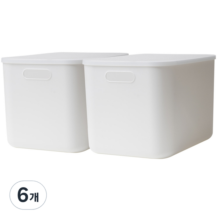 가규 모던 라운드 리빙박스, 화이트  투명, 6개