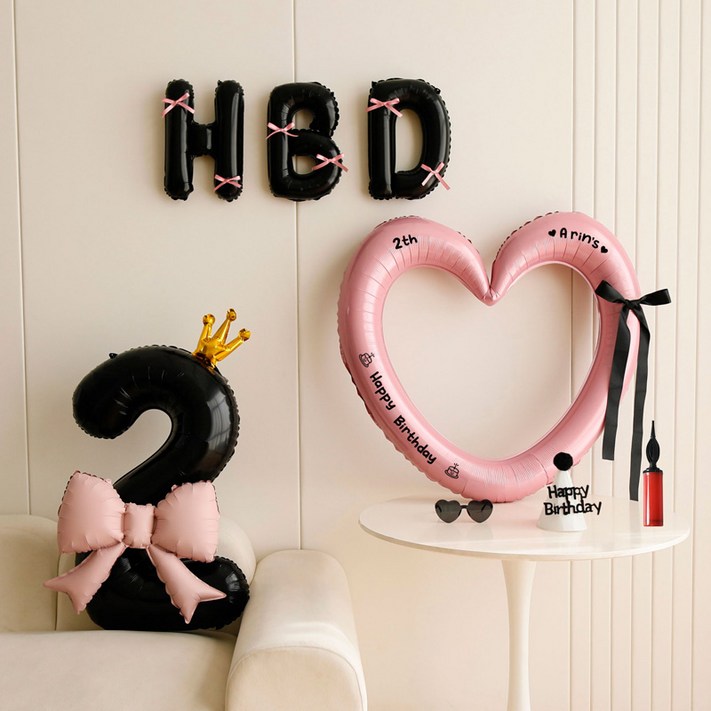피앤비유니티 HBD 하트앤숫자 파티 풍선세트