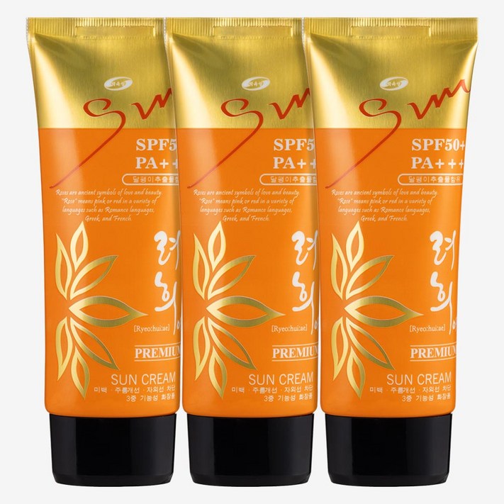 백옥생 려희애 프리미엄 썬크림 SPF50PA, 3개, 60ml