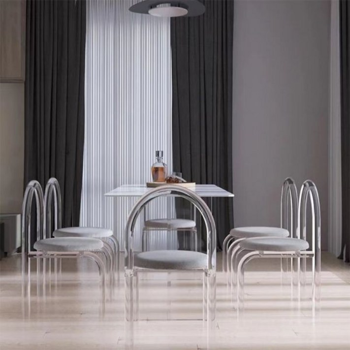 8인용 10인용 식탁 테이블 수입 명품 카페 대형 아크릴 투명 대리석 럭셔리 직사각형 의자 세트