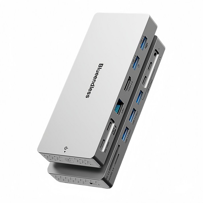 14 in 1 노트북 멀티허브 4K hdmi 이더넷 PD 충전 USB3.2 썬더볼트 도킹스테이션 케이블 포함, 실버