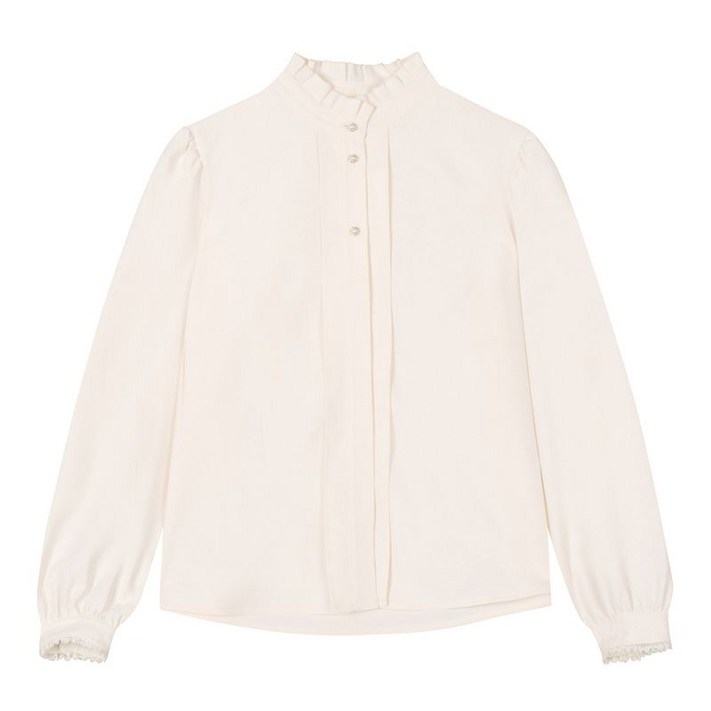 SI씨 퍼프 슬리브 프릴넥 블라우스 SJBAX2425